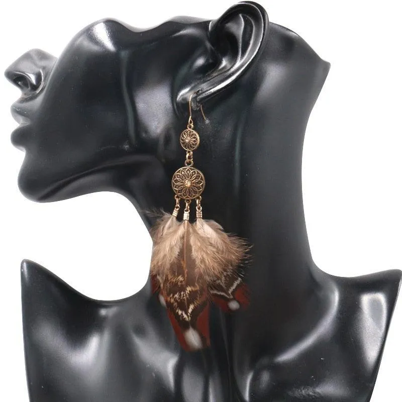 Leopard Feather Drop Earring