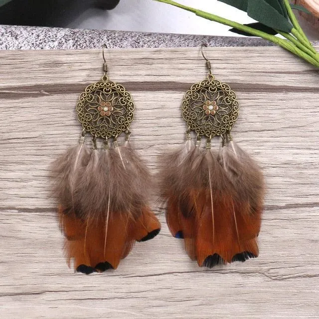 Leopard Feather Drop Earring