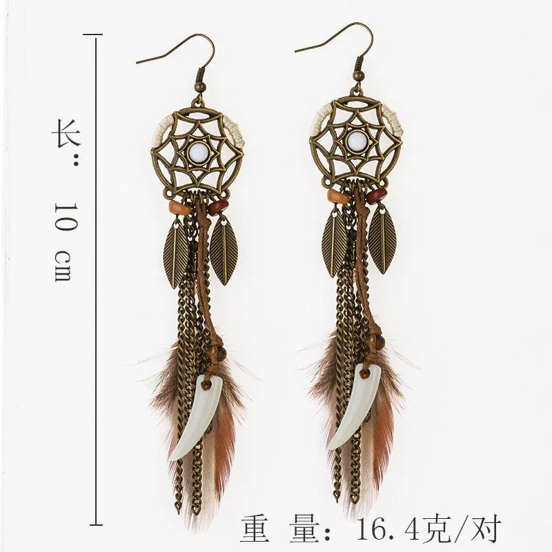 Leopard Feather Drop Earring