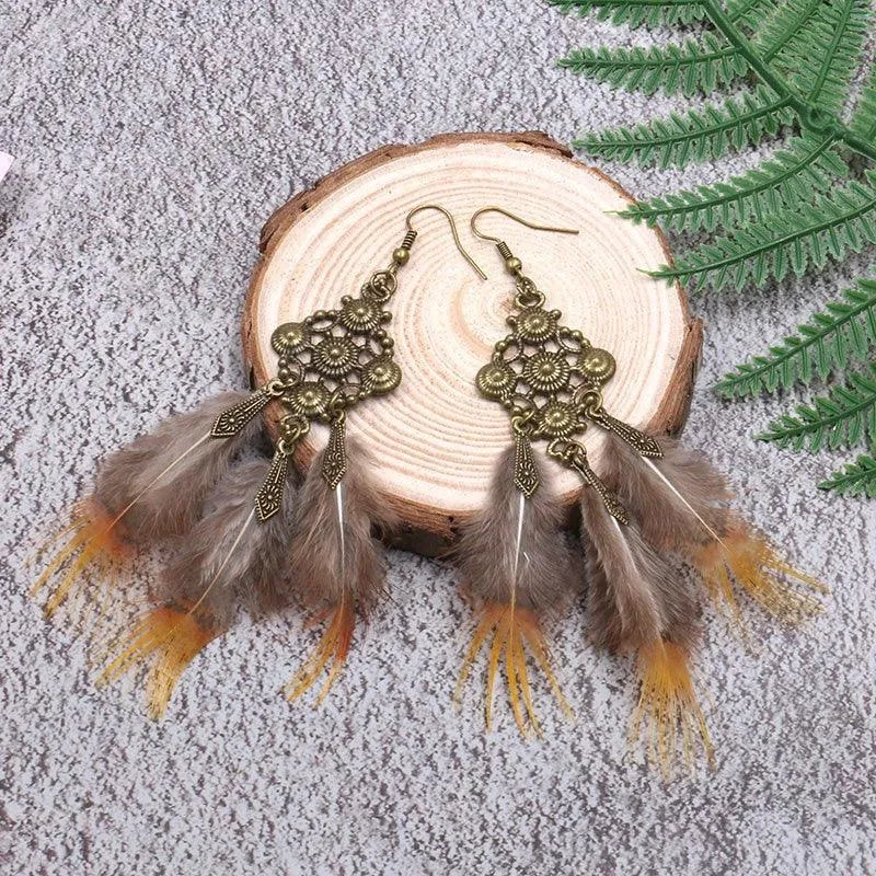 Leopard Feather Drop Earring