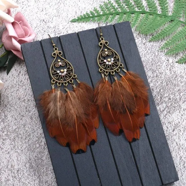 Leopard Feather Drop Earring