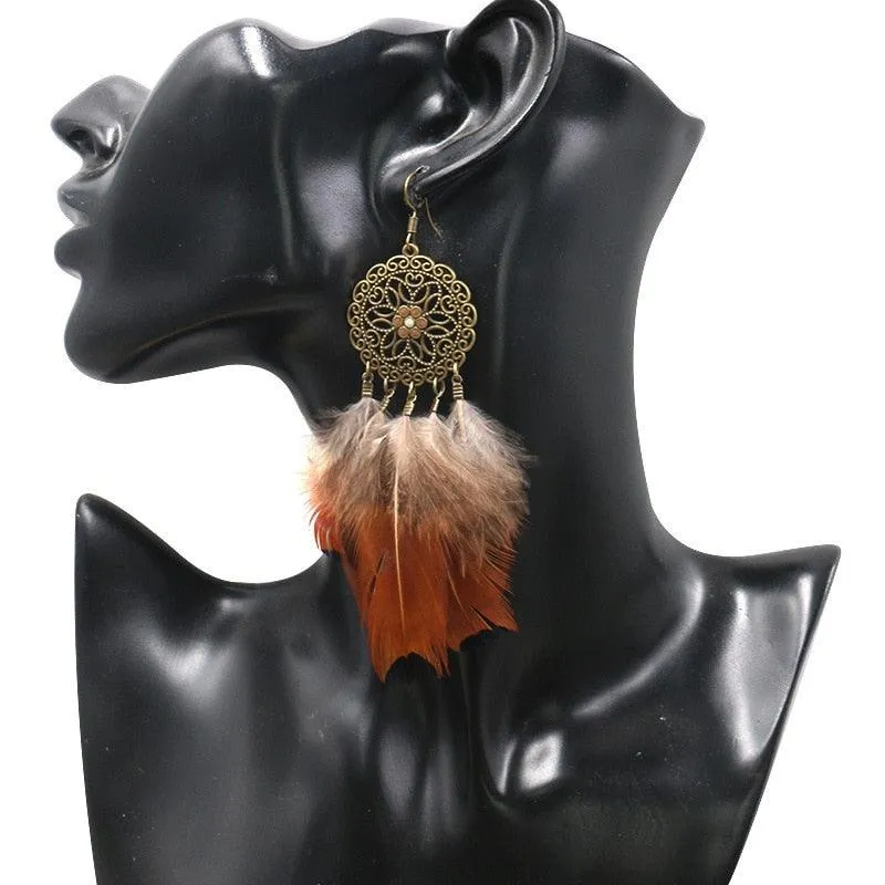 Leopard Feather Drop Earring