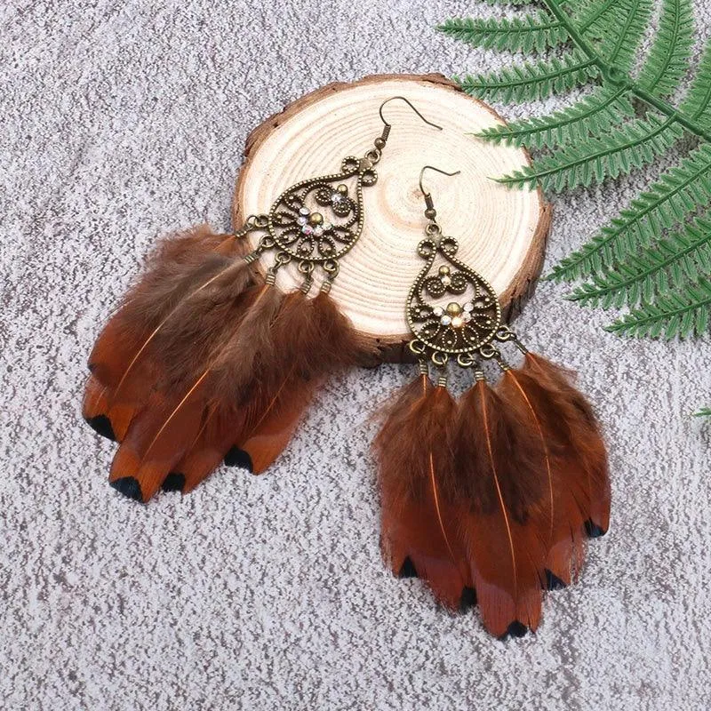 Leopard Feather Drop Earring