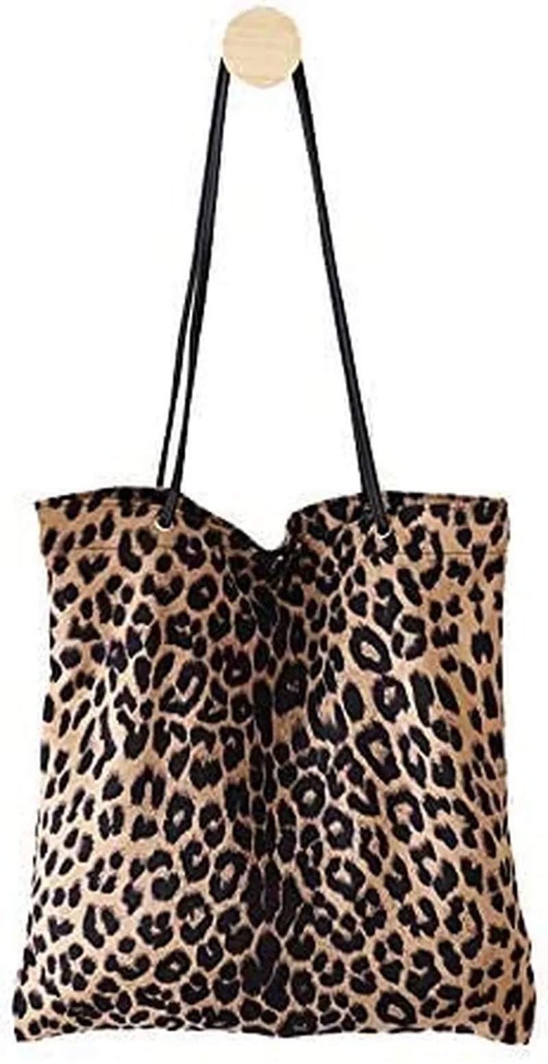 Leopard Shoulder Bag Soft Large Tote Purse Handbag Travel Satchel for Women