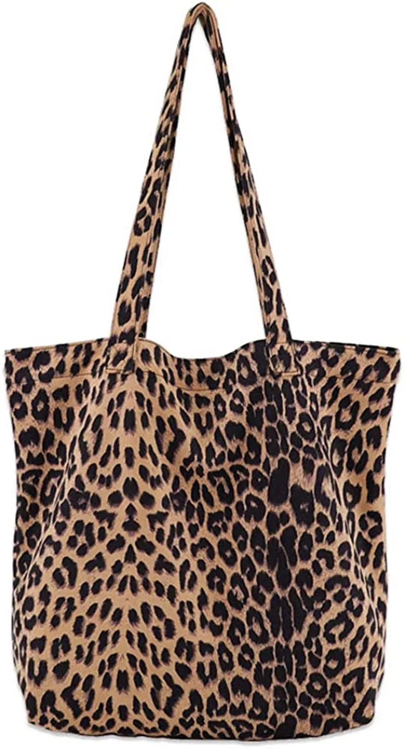 Leopard Shoulder Bag Soft Large Tote Purse Handbag Travel Satchel for Women