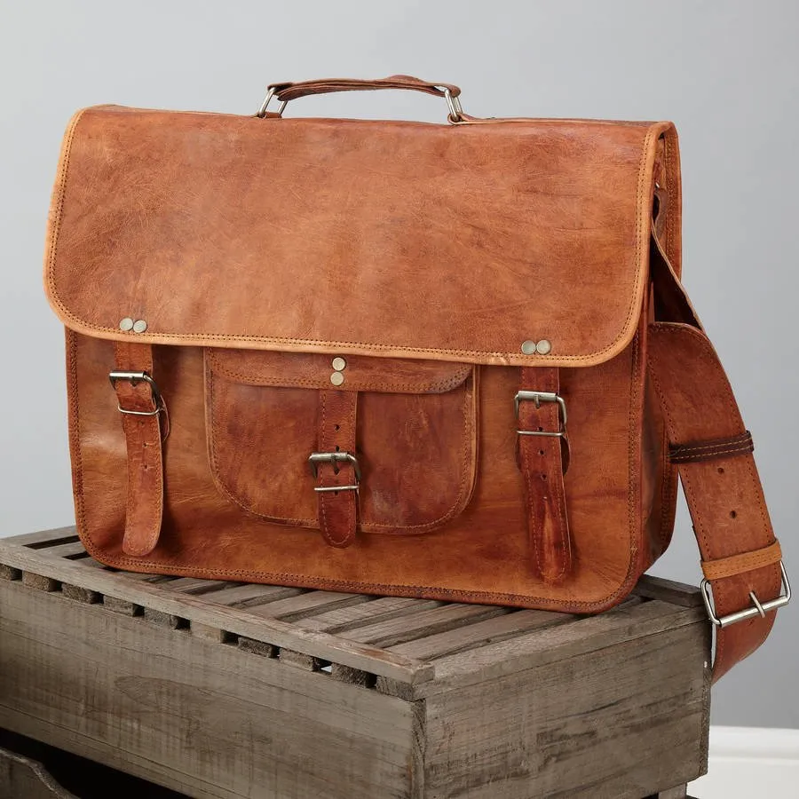 Medium Men's Classic Leather Satchel