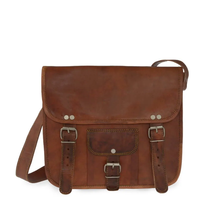 Men's Small Leather Satchel with Front Pocket