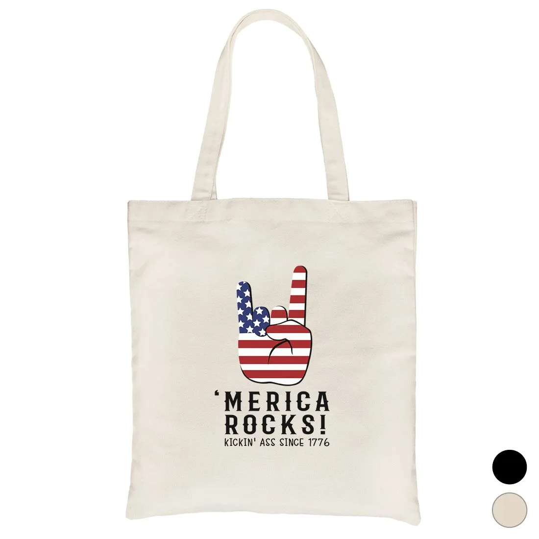 Merica Rocks Canvas Shoulder Bag Cute 4th of July Gift Canvas Tote