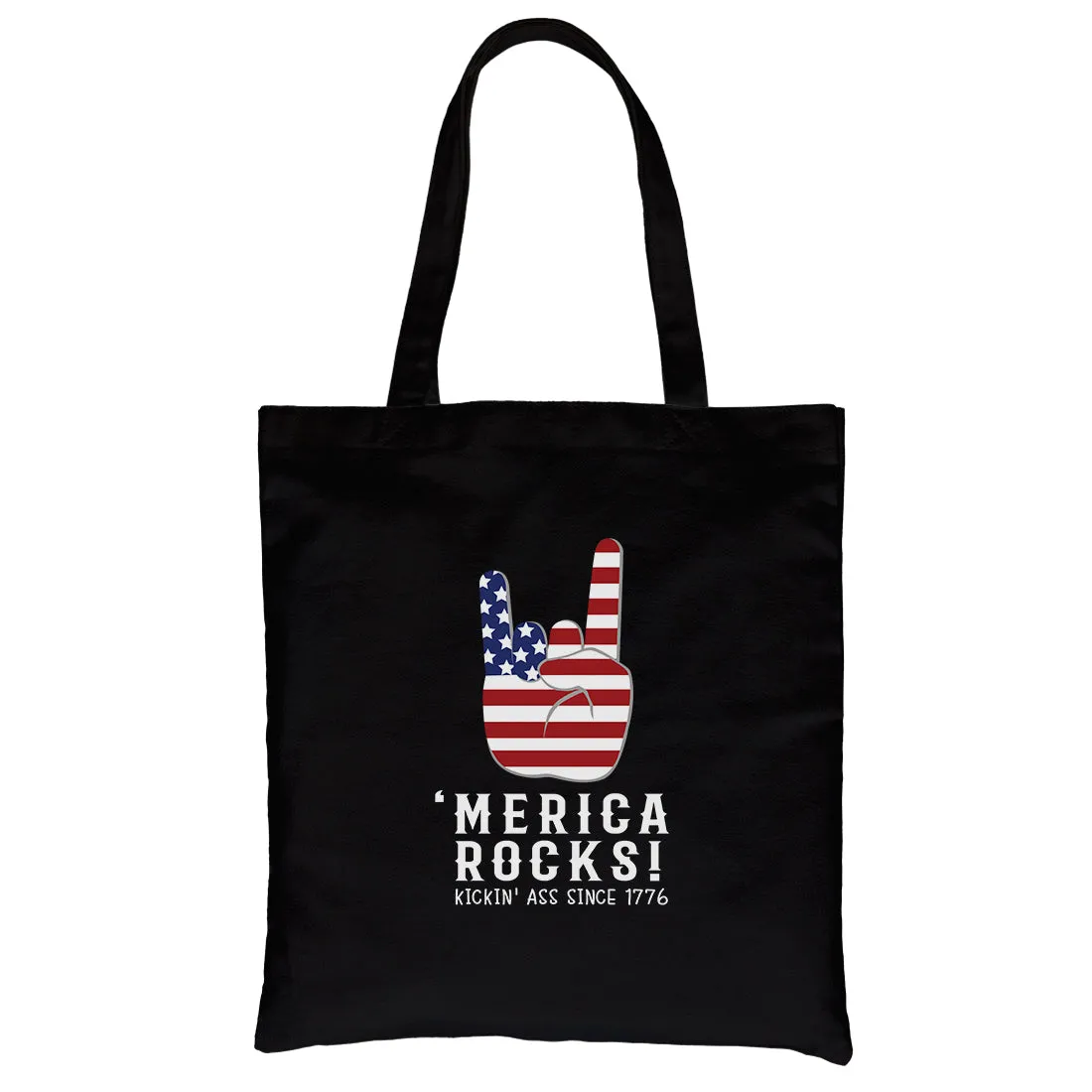 Merica Rocks Canvas Shoulder Bag Cute 4th of July Gift Canvas Tote