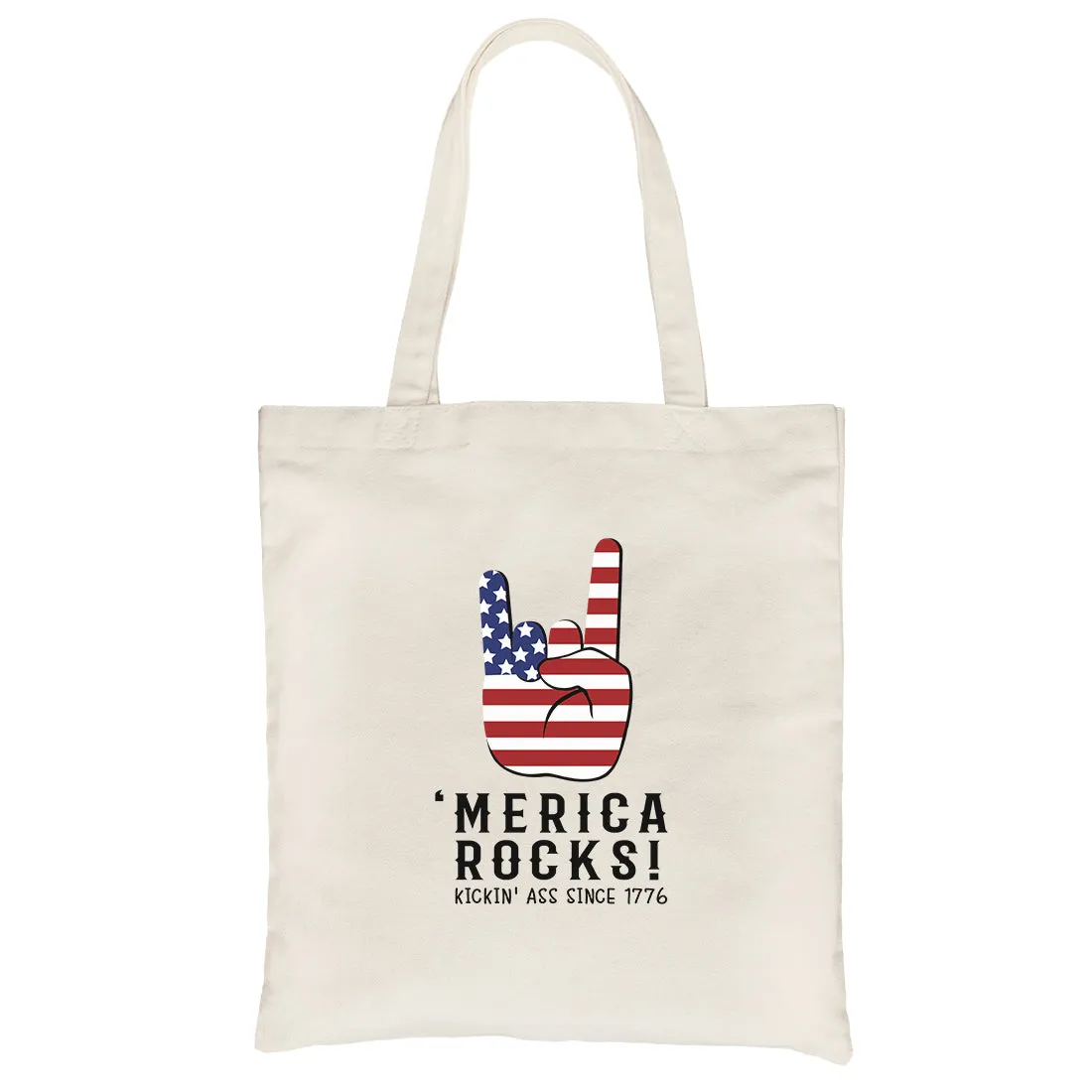 Merica Rocks Canvas Shoulder Bag Cute 4th of July Gift Canvas Tote