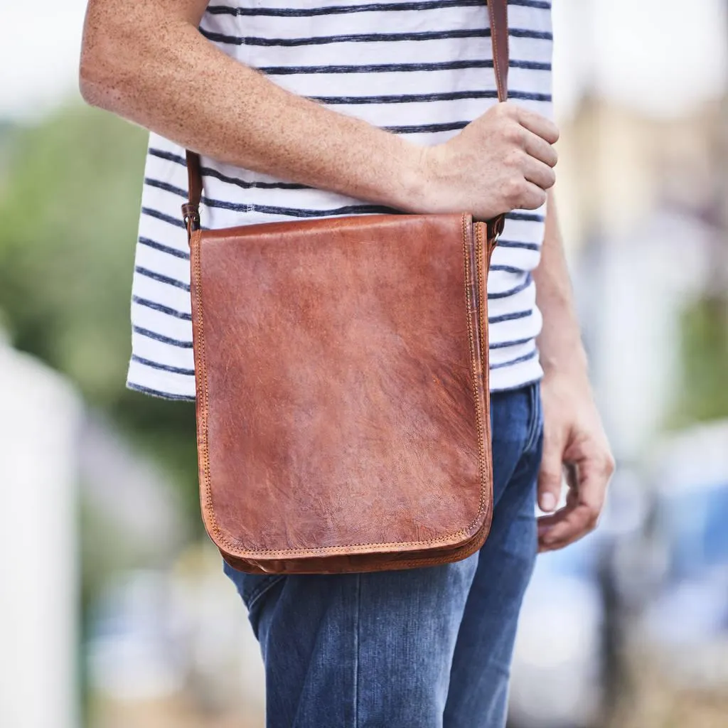 Midi Leather Messenger Bag