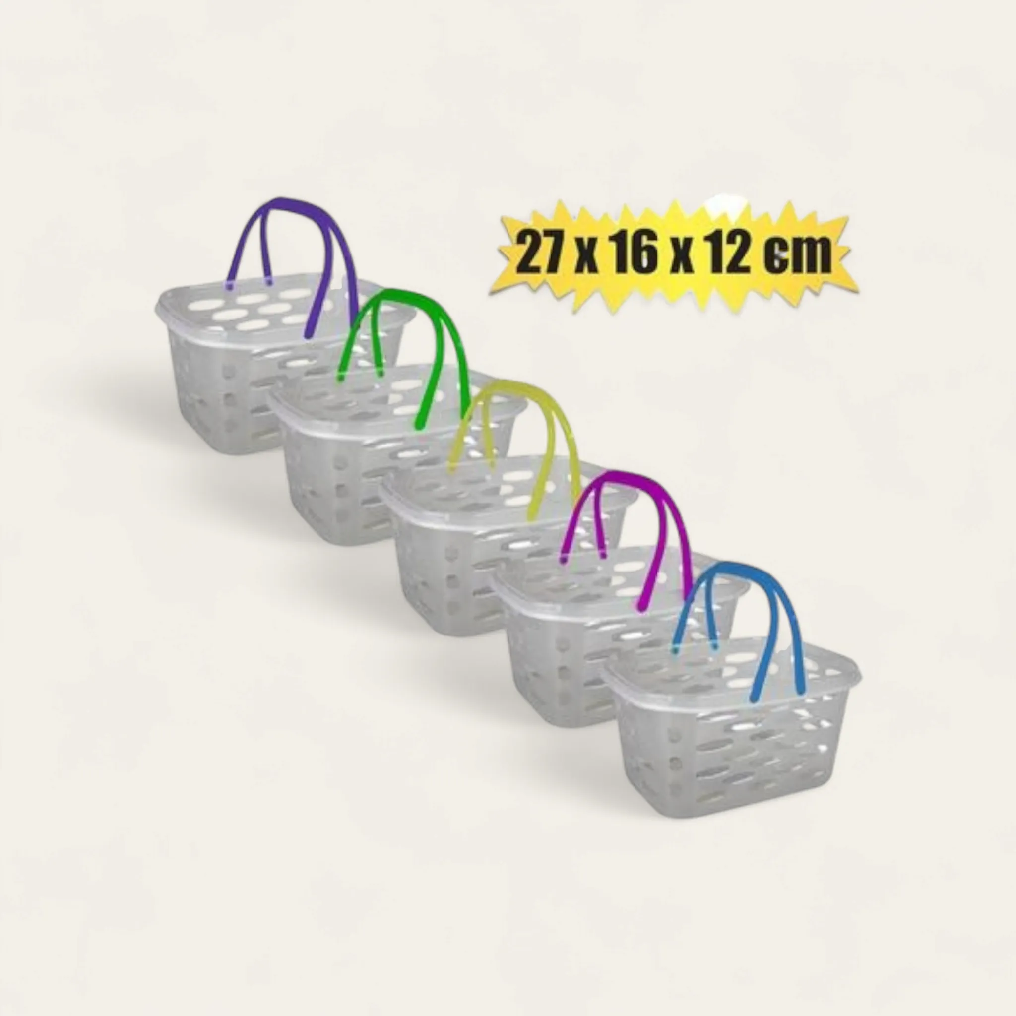 Mini Shopping Carry Basket with Color Handle  Plastic 27x16x12cm