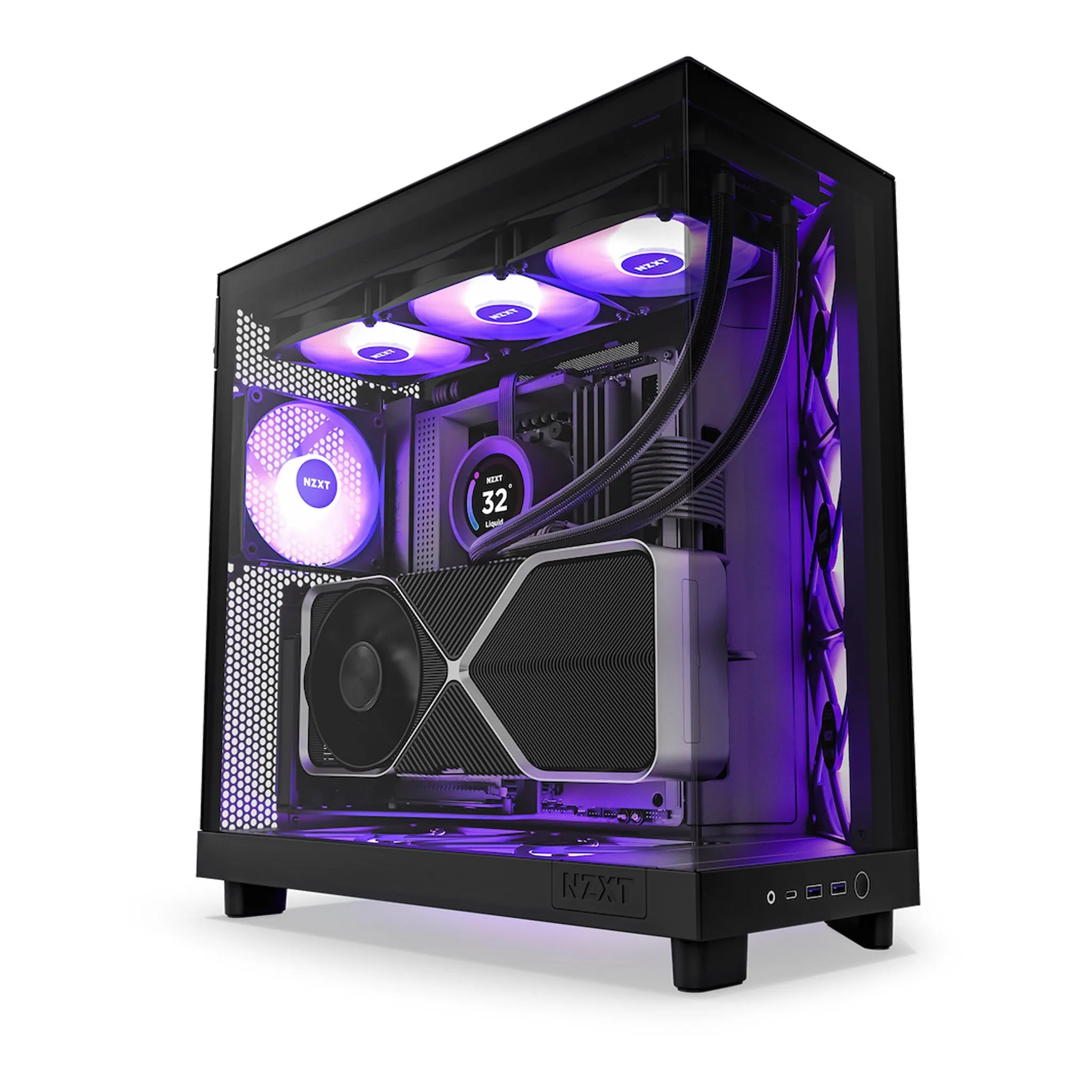 NZXT CC-H61FB-R1 H6 Flow RGB Mid-Tower Dual-Chamber Airflow ATX Case - Black