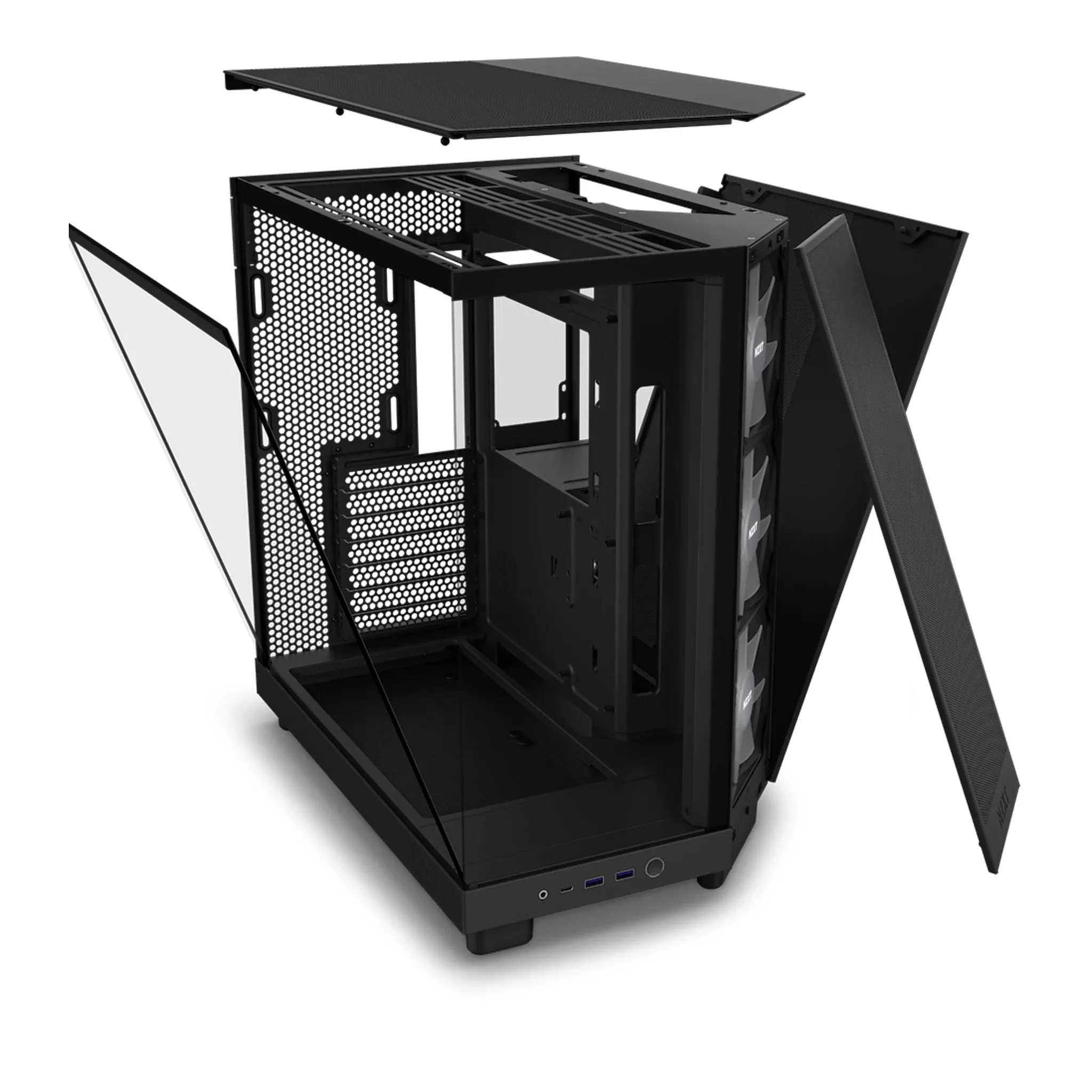 NZXT CC-H61FB-R1 H6 Flow RGB Mid-Tower Dual-Chamber Airflow ATX Case - Black