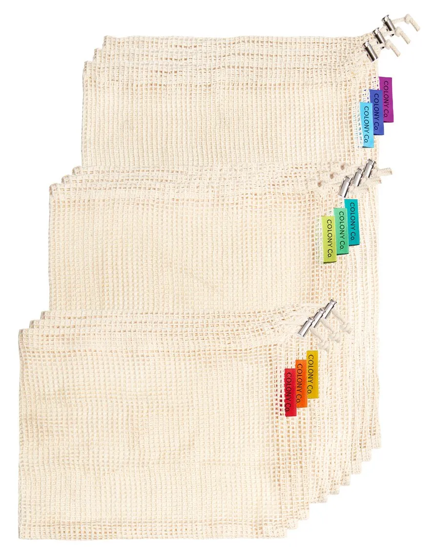 Organic Cotton Mesh Produce Bags, Colony Co - Set of 9