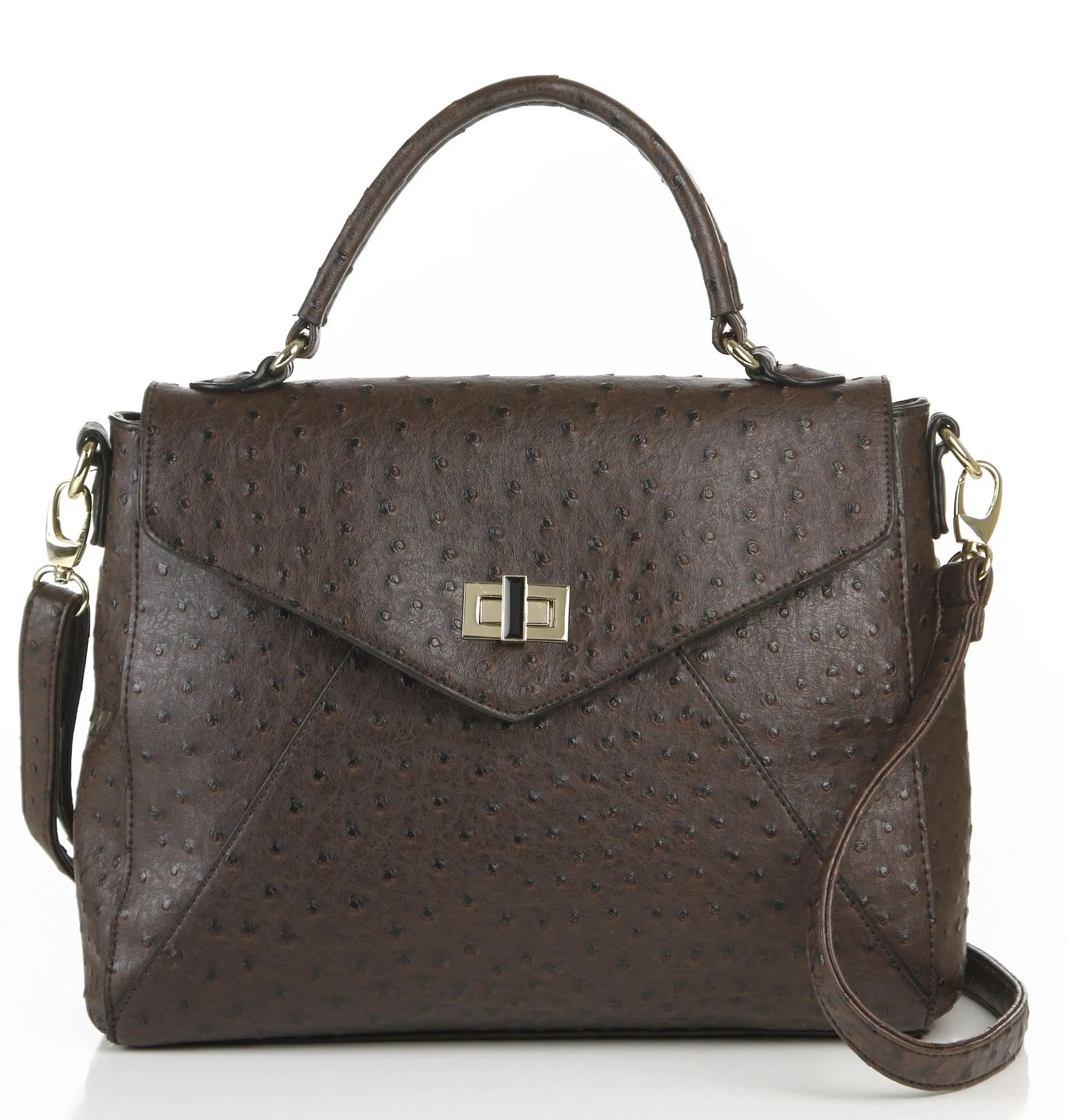 Ostrich Finish Envelope Satchel Bag