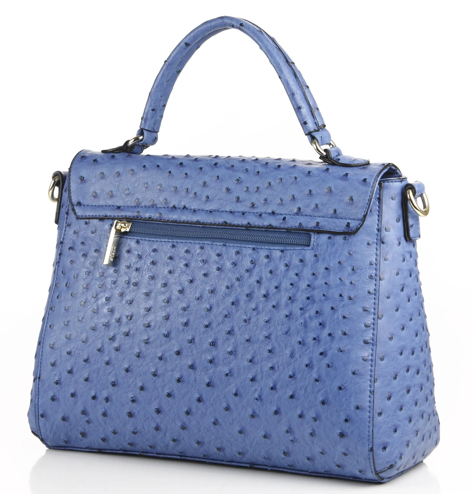 Ostrich Finish Envelope Satchel/Handbag - Blue