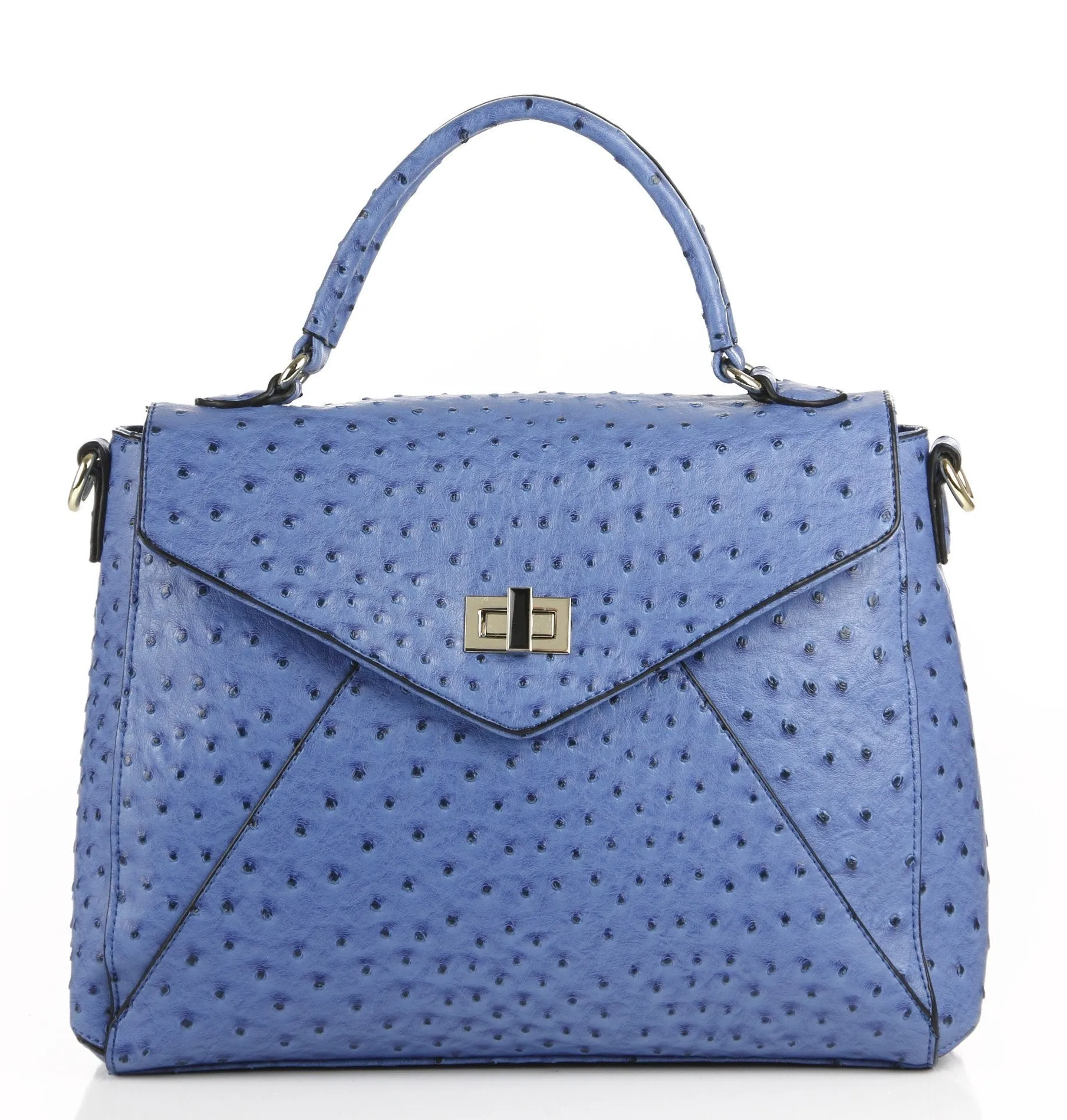 Ostrich Finish Envelope Satchel/Handbag - Blue