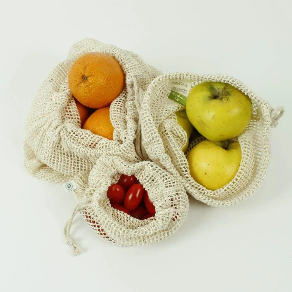 Pack of 3 Recycled Cotton Mesh Produce Bags