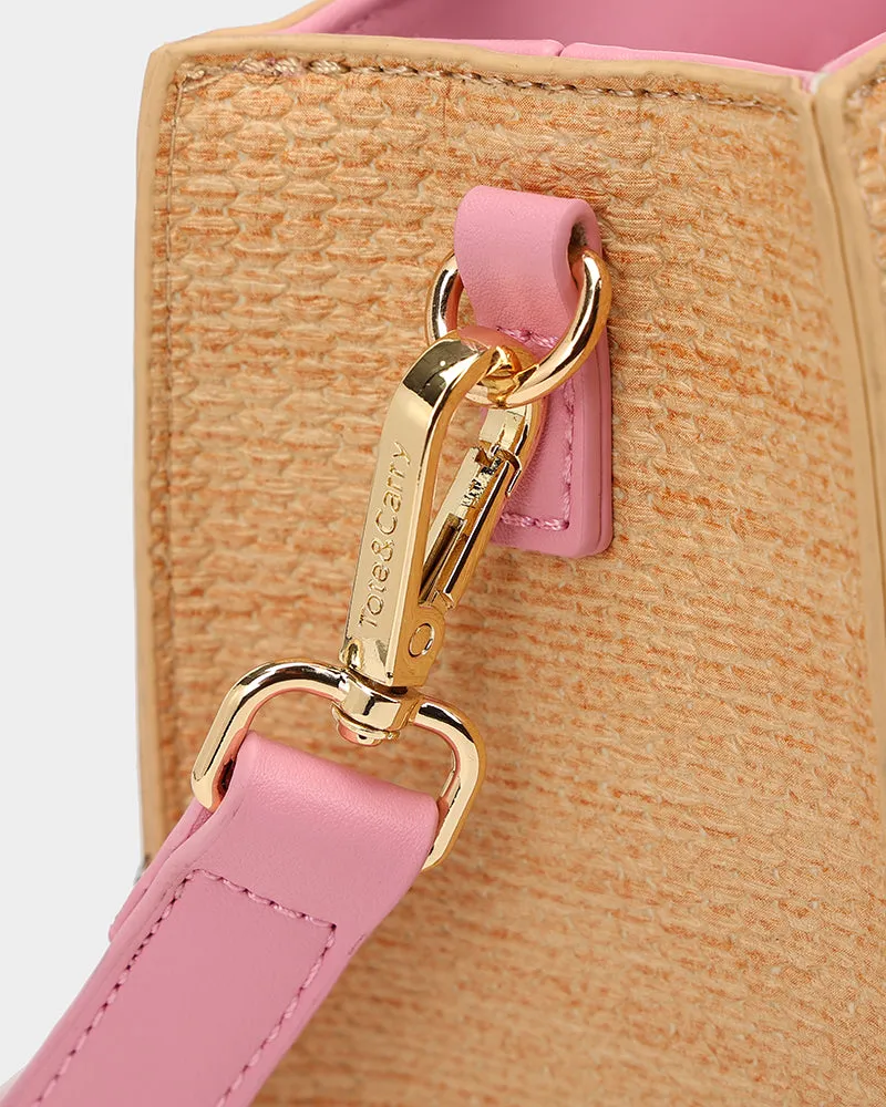 Pebble Leather Mini Tote Bag in Pink