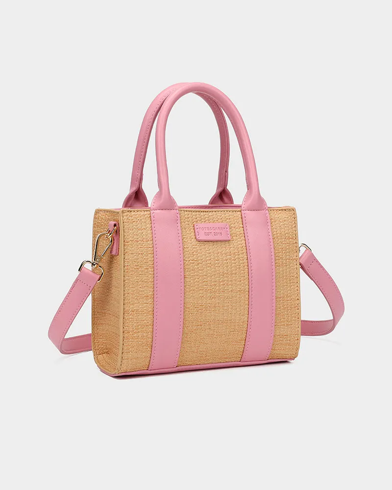 Pebble Leather Mini Tote Bag in Pink