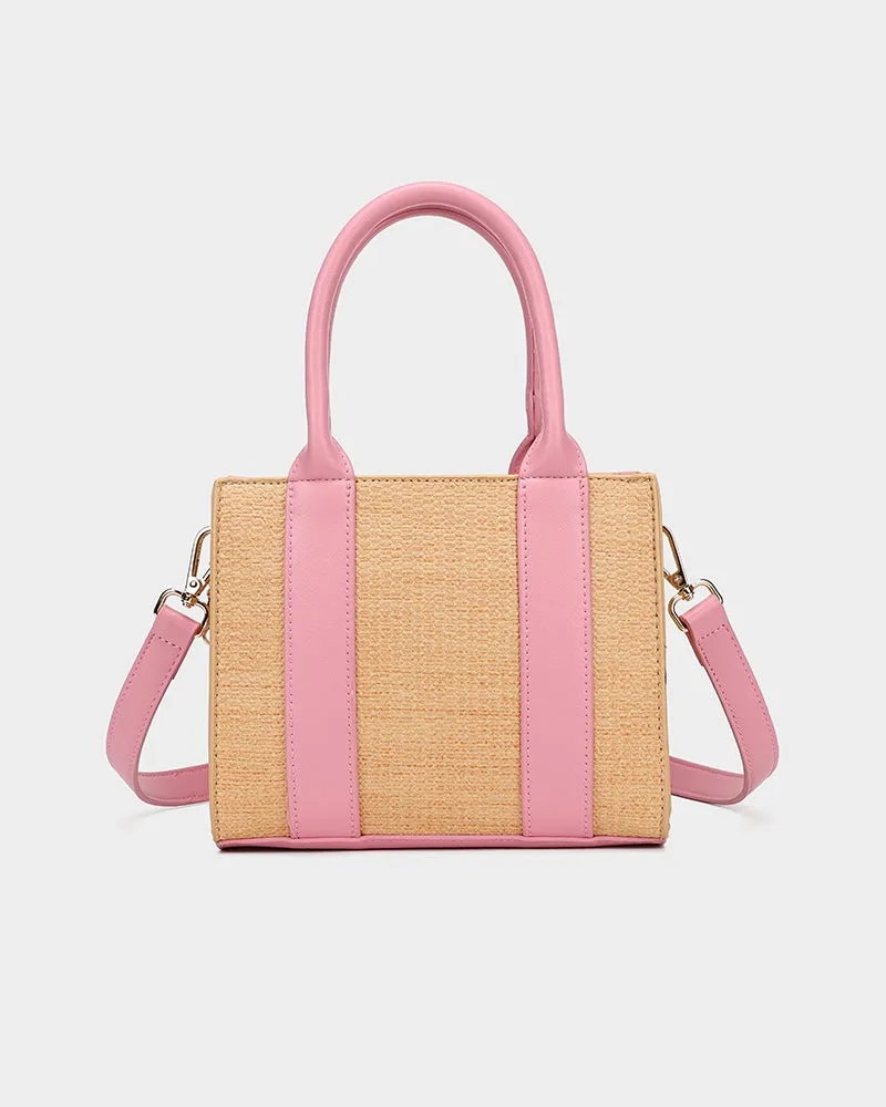 Pebble Leather Mini Tote Bag in Pink