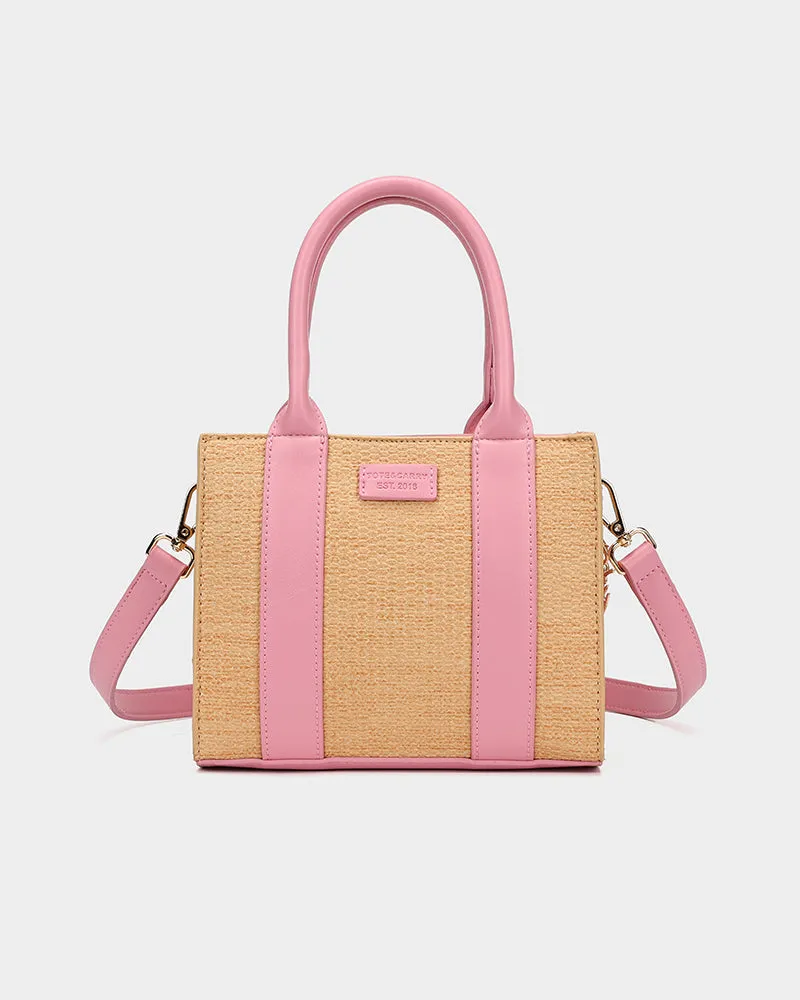 Pebble Leather Mini Tote Bag in Pink