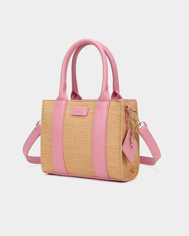 Pebble Leather Mini Tote Bag in Pink