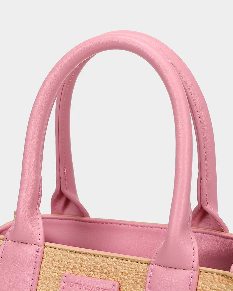 Pebble Leather Mini Tote Bag in Pink