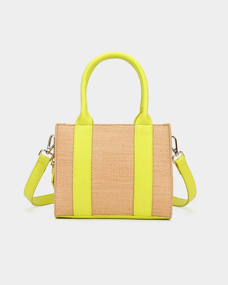 Pebble Leather Mini Tote Bag in Yellow