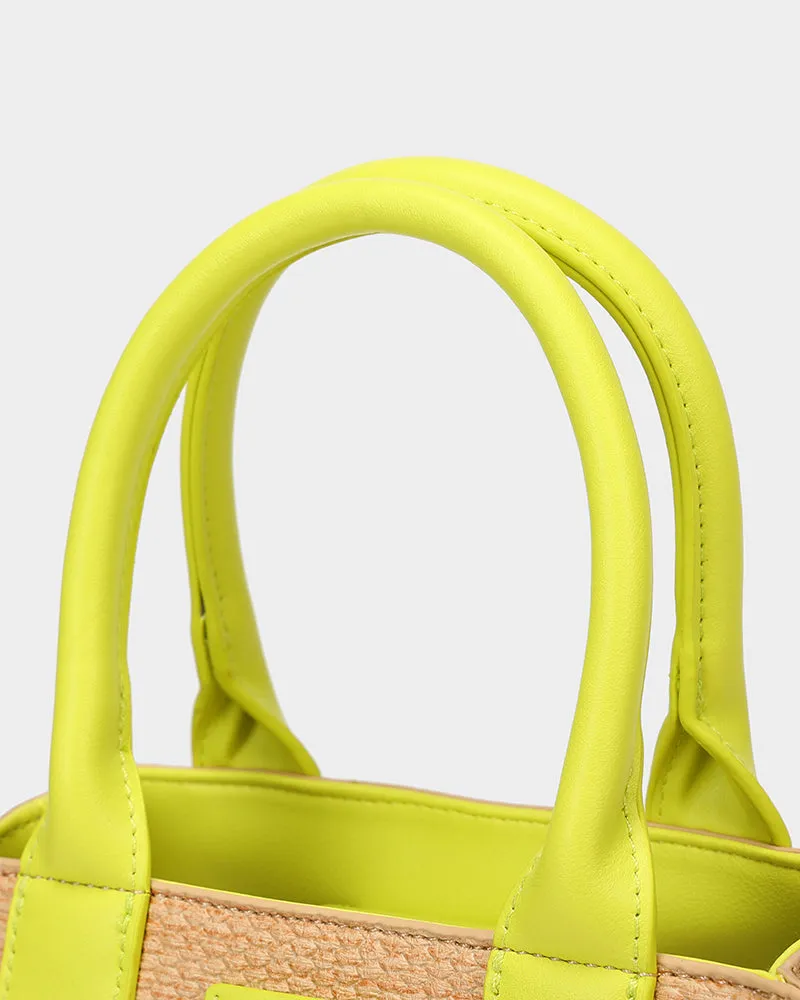 Pebble Leather Mini Tote Bag in Yellow