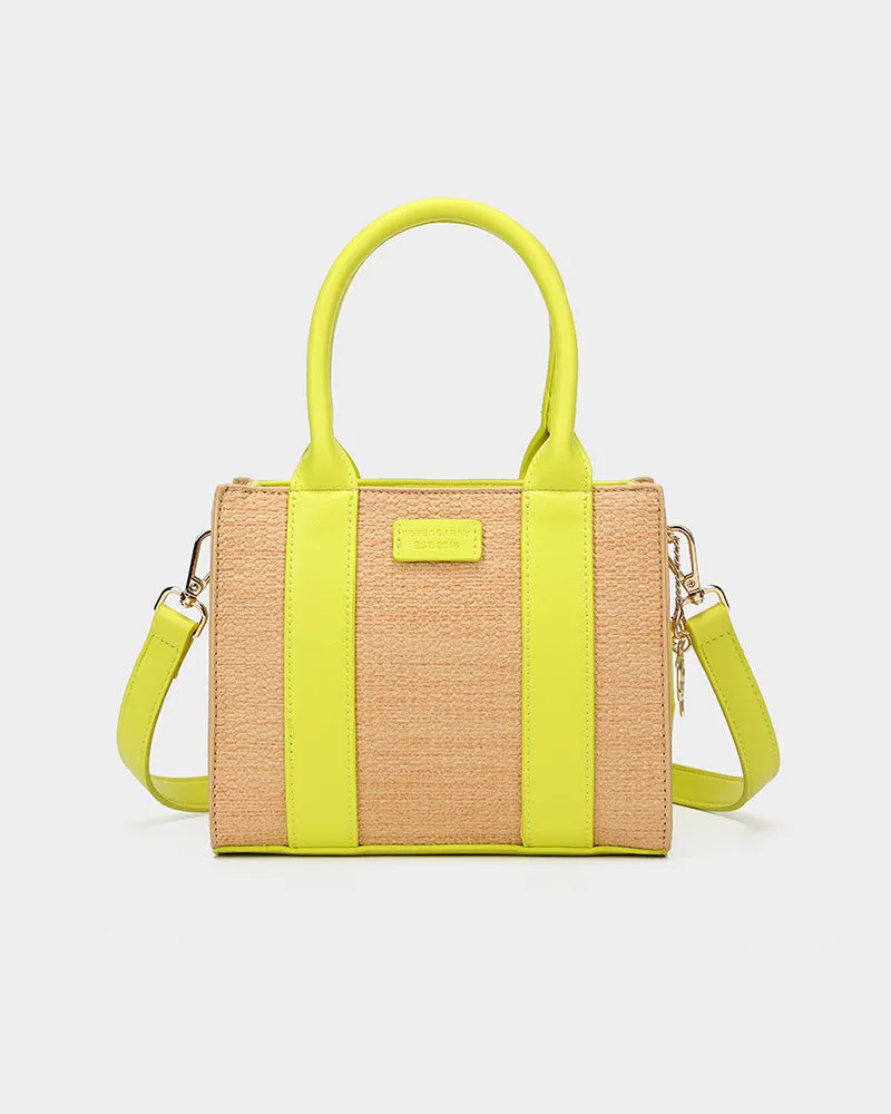 Pebble Leather Mini Tote Bag in Yellow