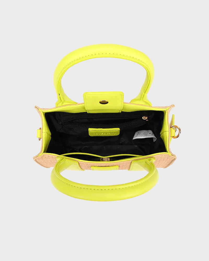 Pebble Leather Mini Tote Bag in Yellow