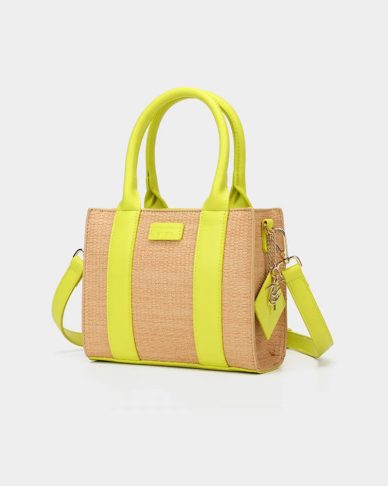 Pebble Leather Mini Tote Bag in Yellow