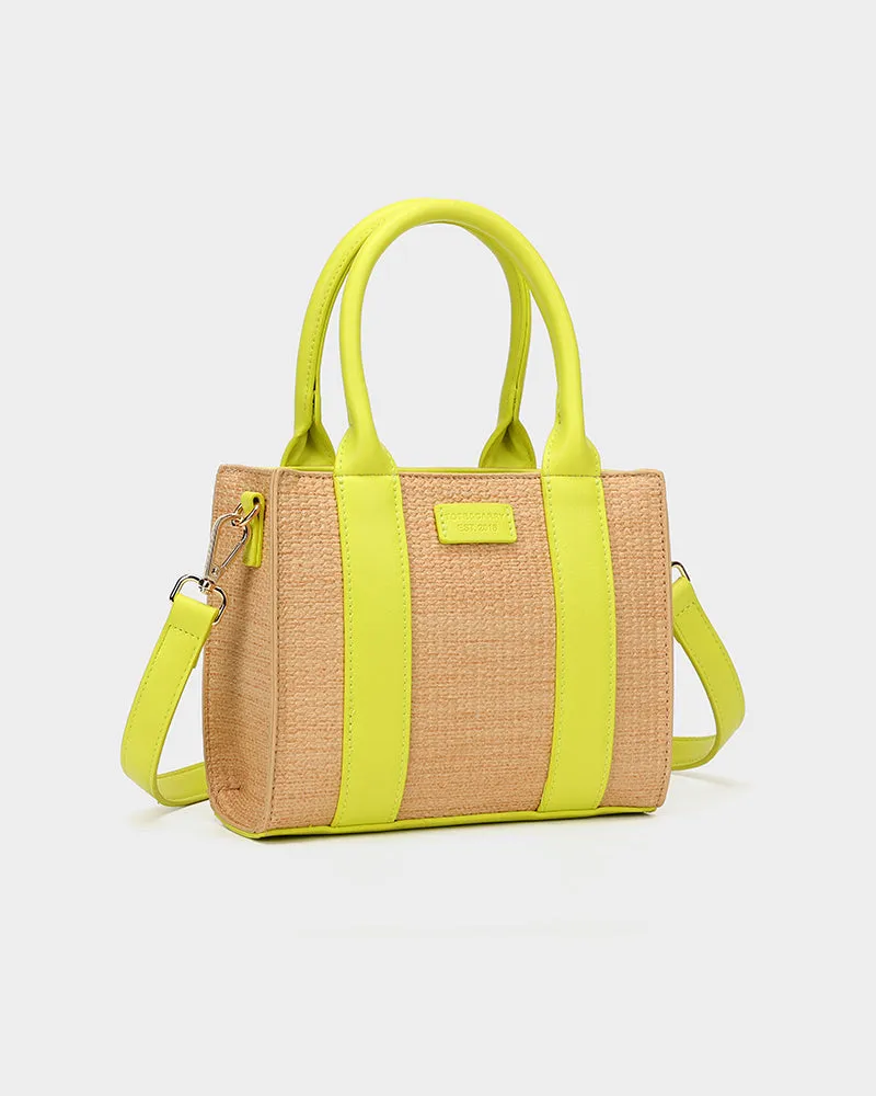 Pebble Leather Mini Tote Bag in Yellow