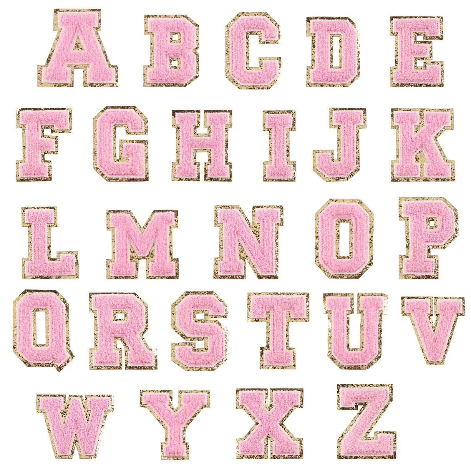 Pink Self Adhesive Chenille Letters Patches