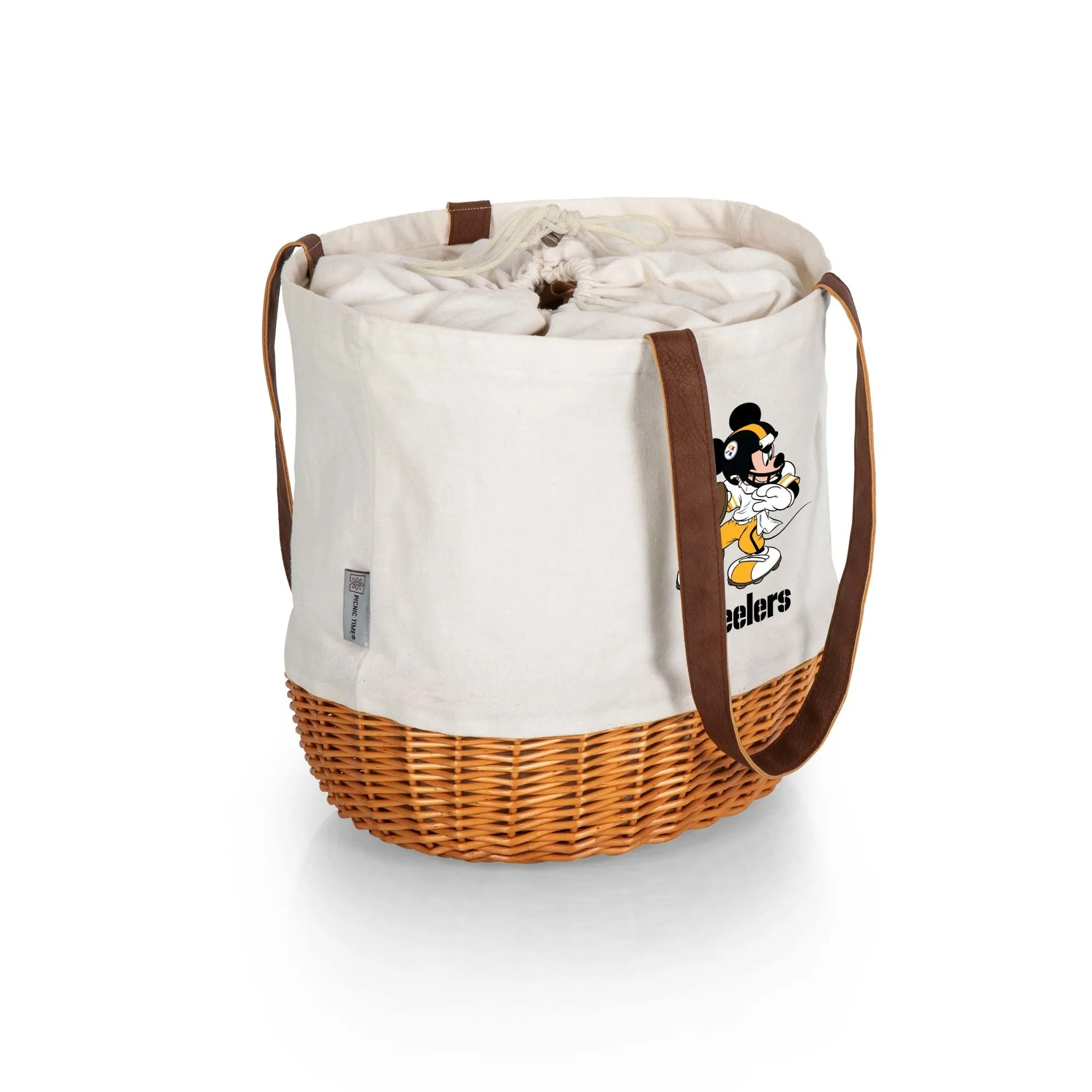 Pittsburgh Steelers Mickey Mouse - Coronado Canvas and Willow Basket Tote