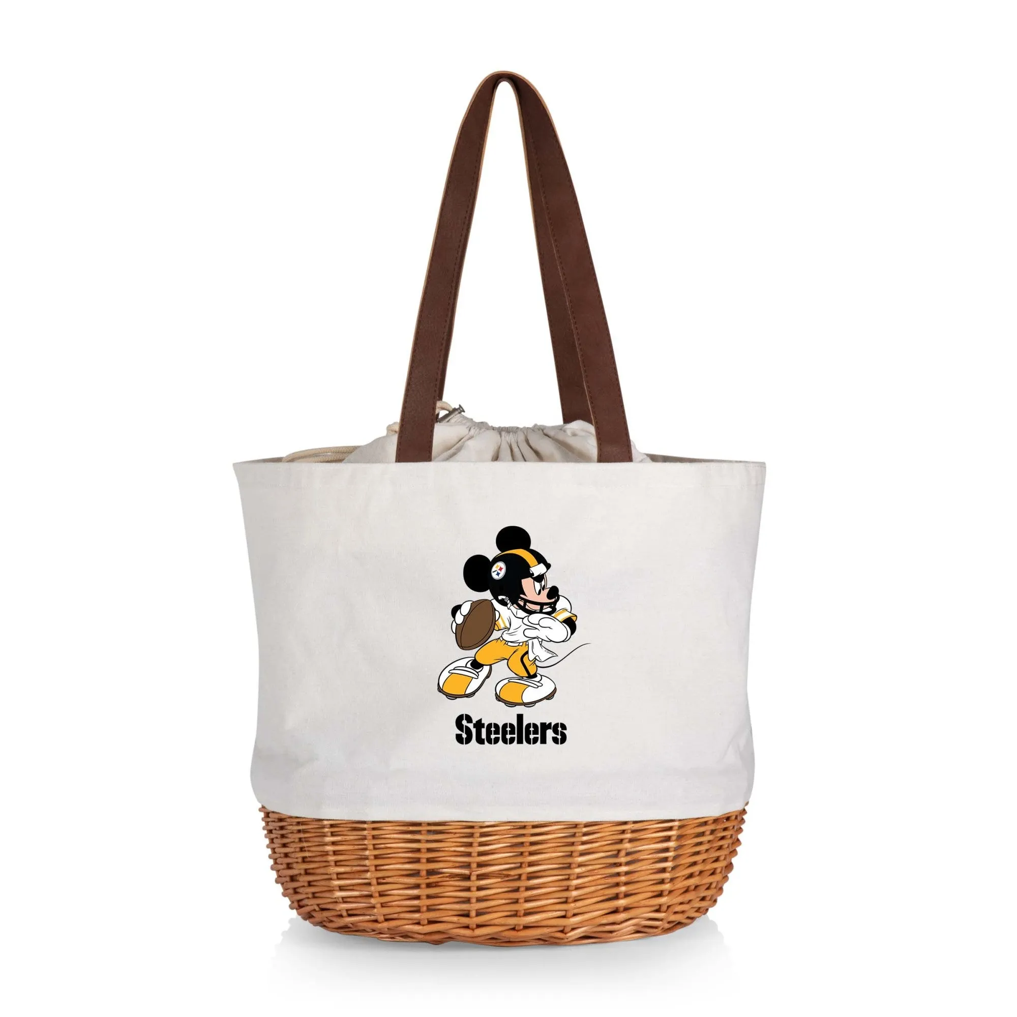 Pittsburgh Steelers Mickey Mouse - Coronado Canvas and Willow Basket Tote