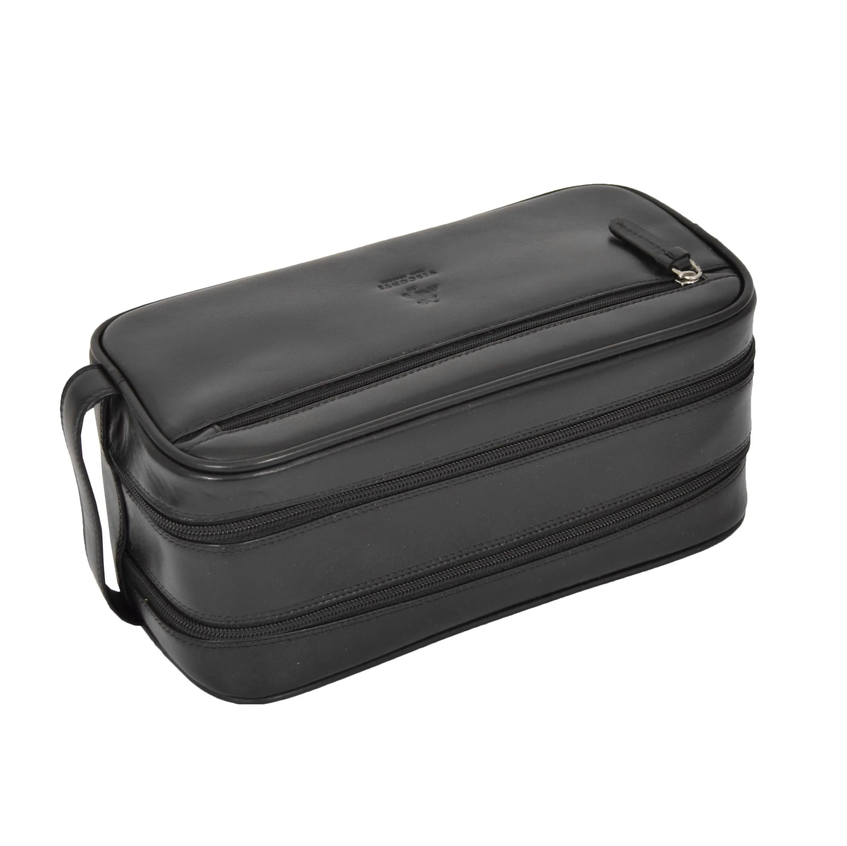 Premium Leather Wash Bag Harry Black