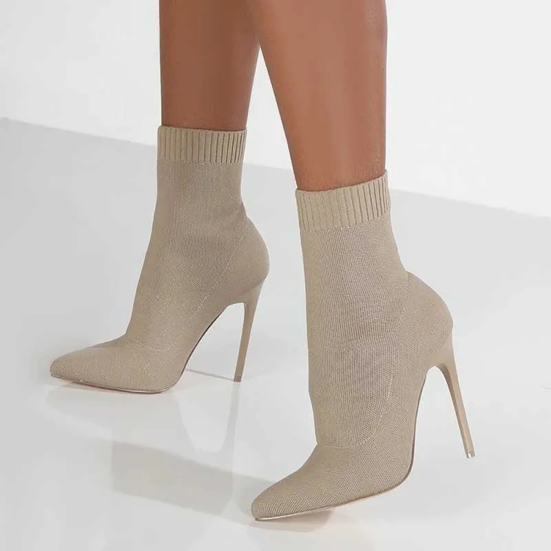 Stretch Pointed Toe Sock Booties Ankle Boots