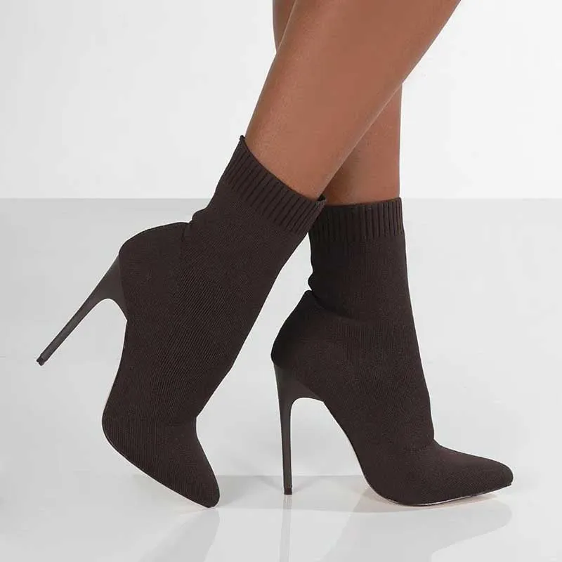 Stretch Pointed Toe Sock Booties Ankle Boots