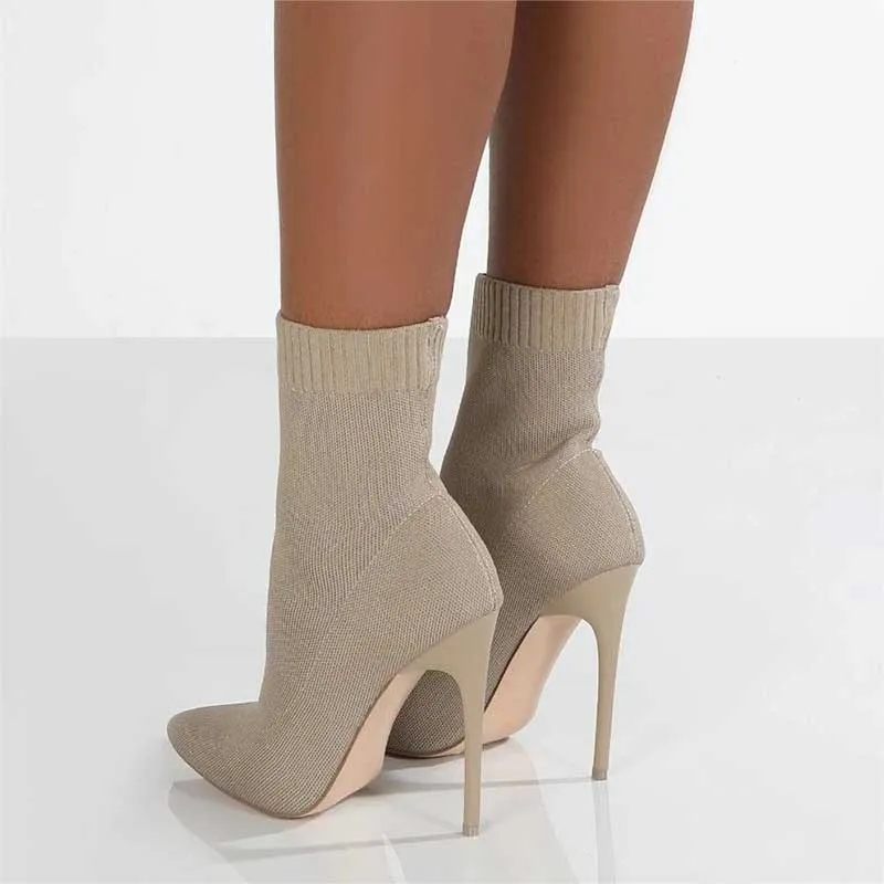 Stretch Pointed Toe Sock Booties Ankle Boots