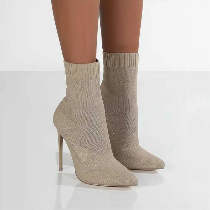 Stretch Pointed Toe Sock Booties Ankle Boots