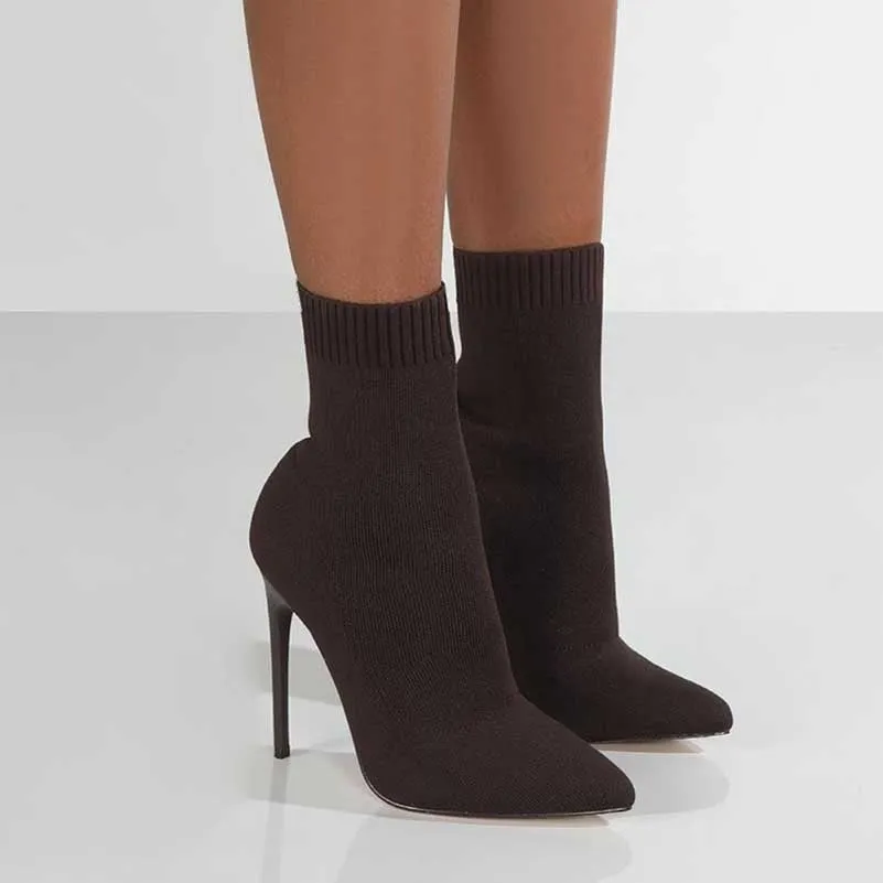 Stretch Pointed Toe Sock Booties Ankle Boots