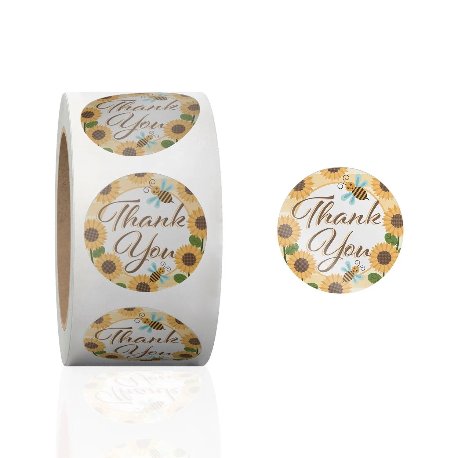 Sunflower and Bees Thank You Stickers