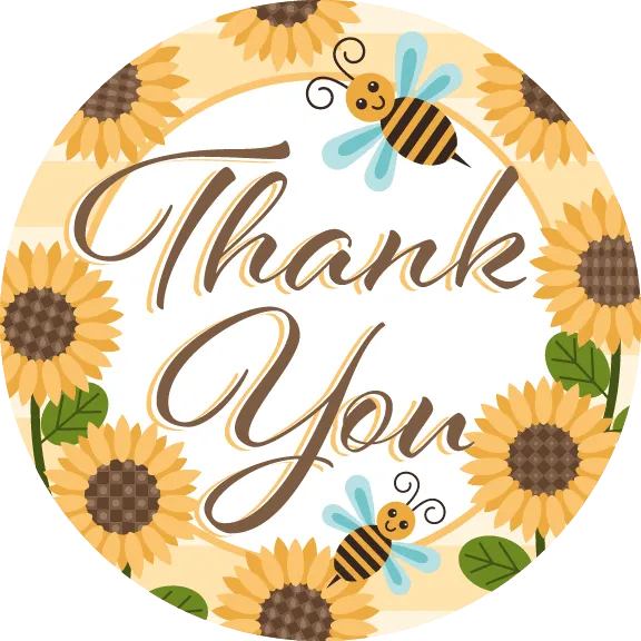 Sunflower and Bees Thank You Stickers