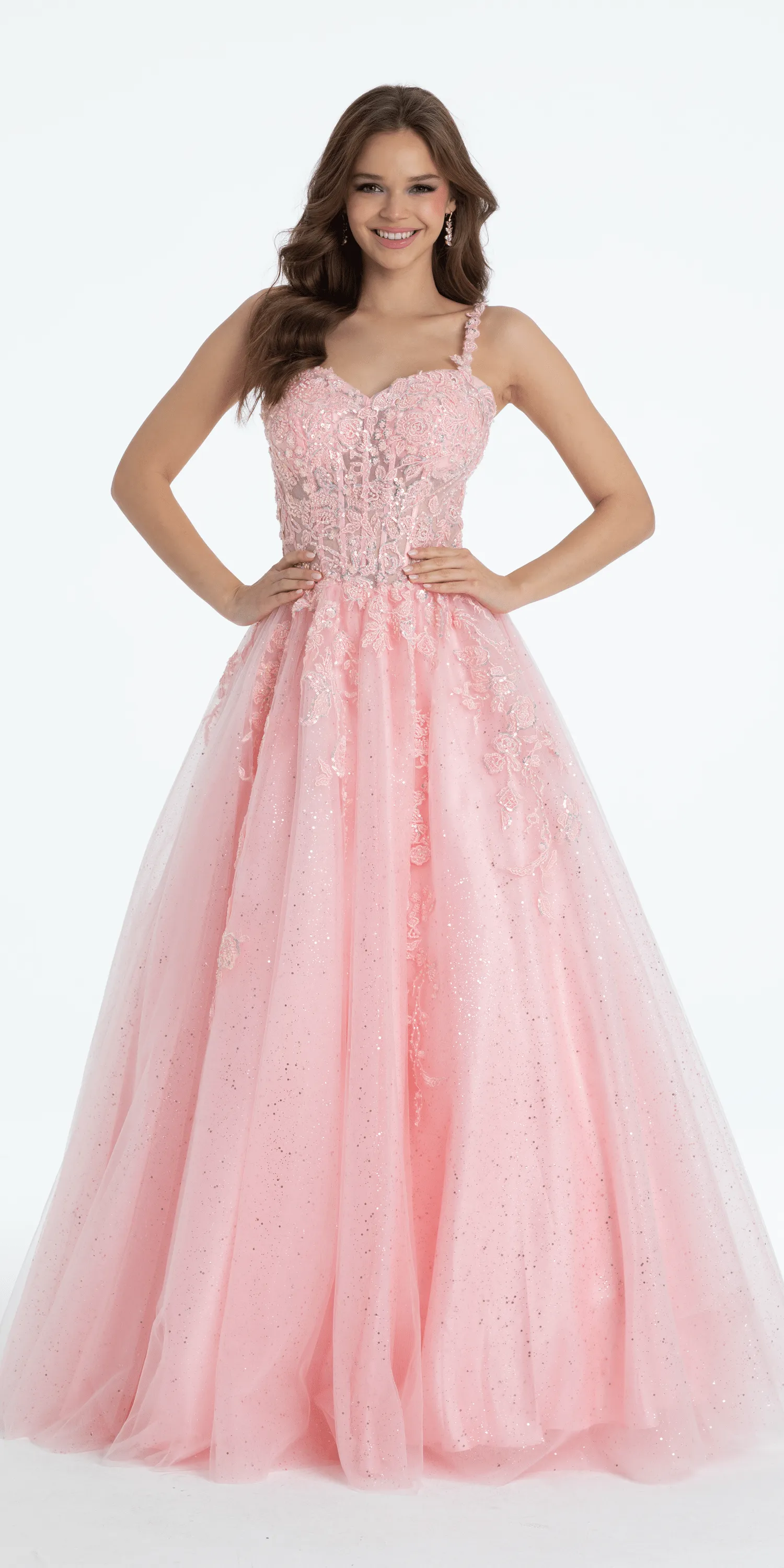 Sweetheart Floral Embroidered Lace Up Back Ballgown