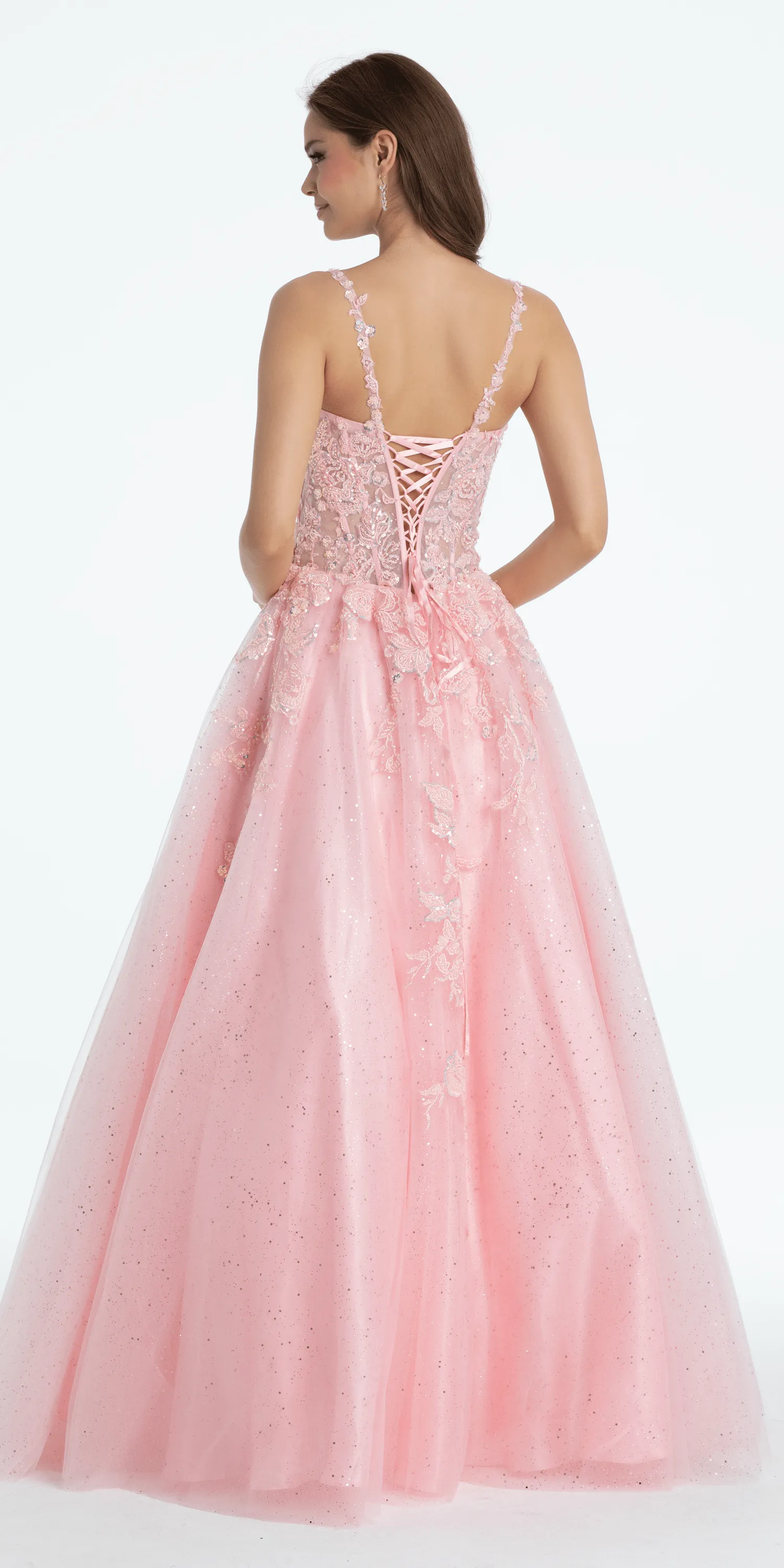 Sweetheart Floral Embroidered Lace Up Back Ballgown