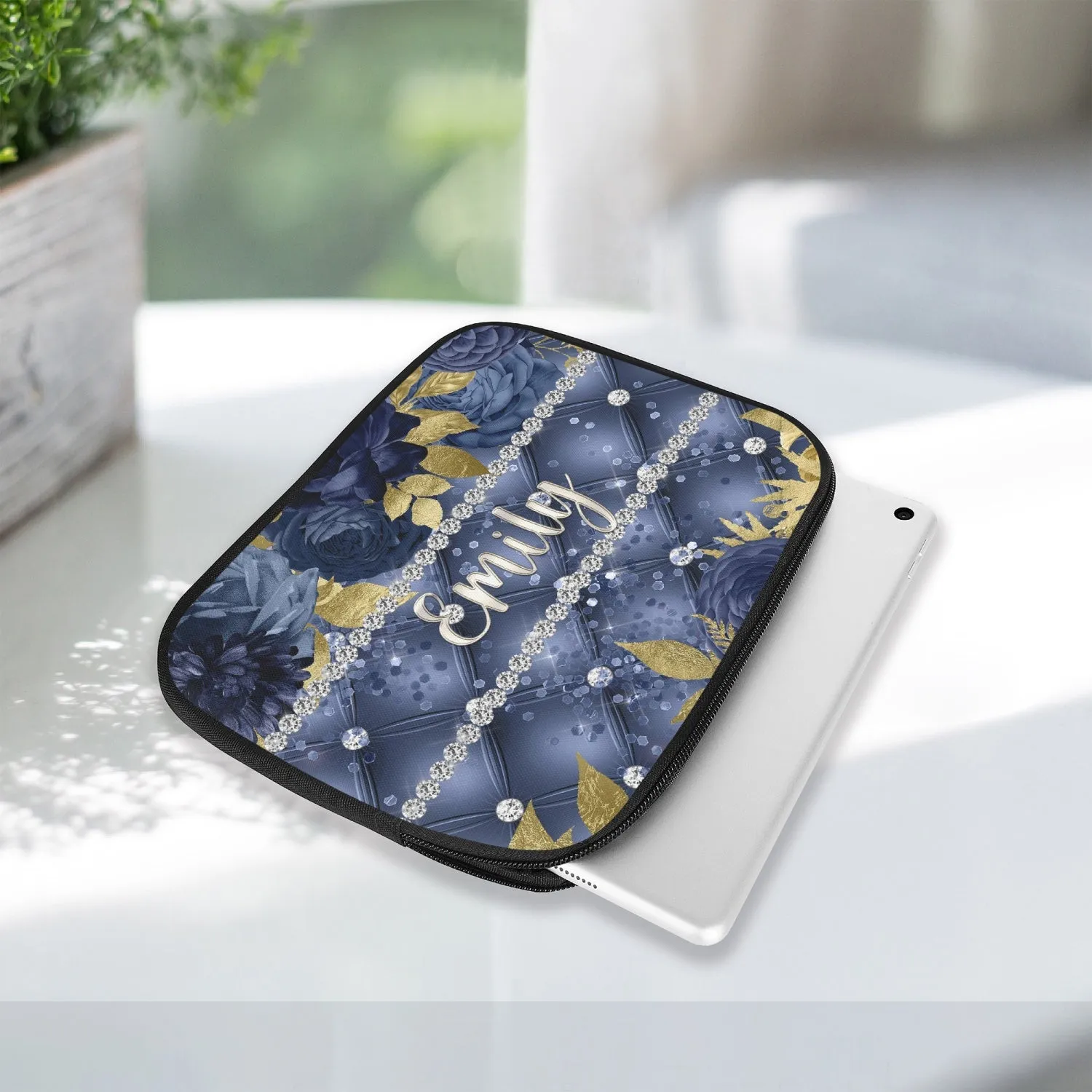 Tablet Sleeve - Navy Floral - Personalised