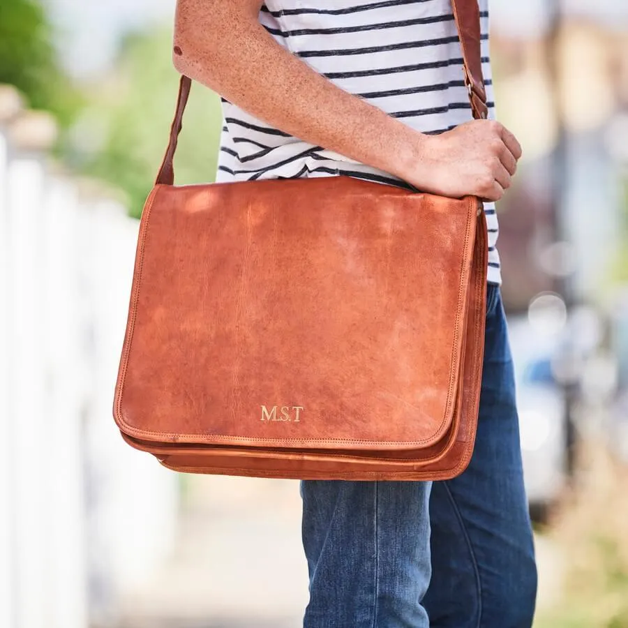 Tan Leather Messenger Bag